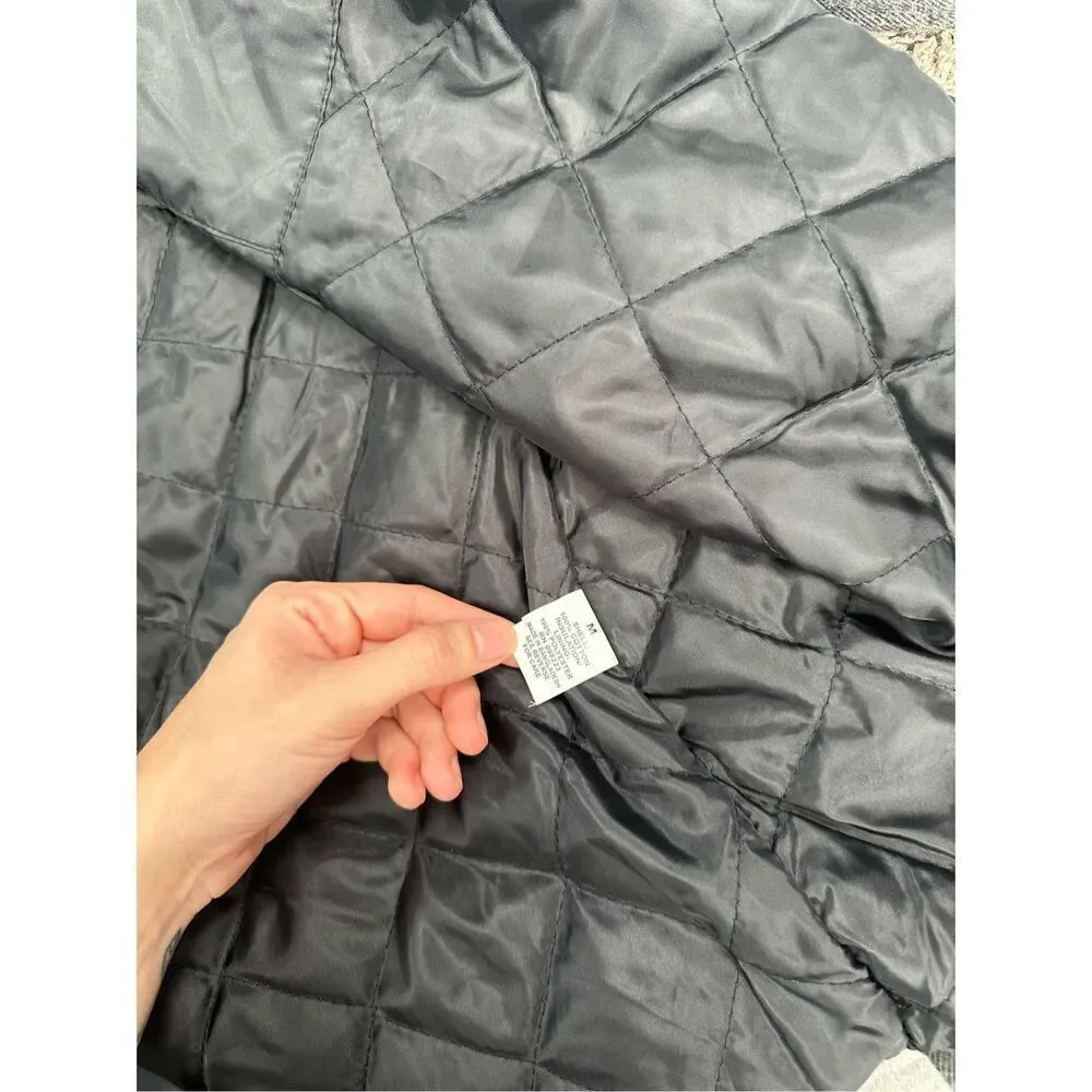 Brazos Men’s M Blacksmith Insulated Hooded Jacket Flannel Plaid Black/Gray Snaps
